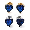 6 Pair 2 Color Heart Cubic Zirconia Stud Earrings EJEW-A024-15B-2