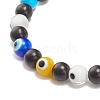 Synthetic Turquoise(Dyed) & Lampwork Evil Eye Round Beaded Stretch Bracelet with Hamsa Hand Charm for Women BJEW-JB07836-6