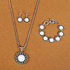 Flower Alloy with Synthetic Turquoise Pendant Necklaces & Dangle Earrings & Link Bracelets Sets WGD1135-19-1