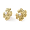 Ion Plating(IP) Flower Real 14K Gold Plated 304 Stainless Steel Stud Earrings EJEW-P258-36G-01-2