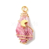 2Pcs Electroplated Natural Quartz Crystal Dyed Copper Wire Wrapped Pendants PALLOY-JF03170-01-3