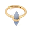 Double Pointed Hexagonal Prism Natural Blue Aventurine Adjustable Rings for Women RJEW-G327-01G-07-2