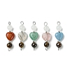 Heart Gemstone Links Connector Charms PALLOY-JF03231-1