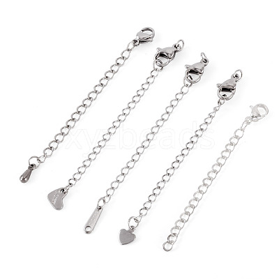 15Pcs 5 Styles 304/201 Stainless Steel Chain Extender STAS-TA0005-80-1