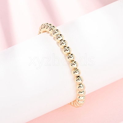 Round Brass Beaded Bracelets for Women BJEW-H640-04A-G-1