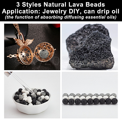 3 Strands 3 Colors Natural Lava Rock Beads Strands G-OC0004-11-1