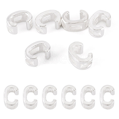 6Pcs 925 Sterling Silver Hollow Initial Beads STER-TA0001-53C-1