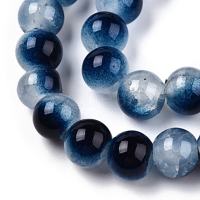 Crackle Baking Paint Imitation Jade Glass Beads Strands DGLA-T003-8mm-15-1