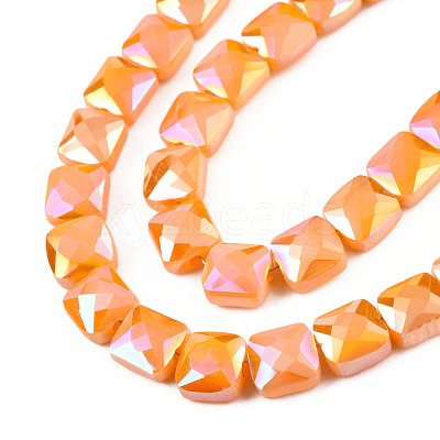 Electroplate Opaque Solid Color Glass Beads Strands EGLA-N002-42-04-1