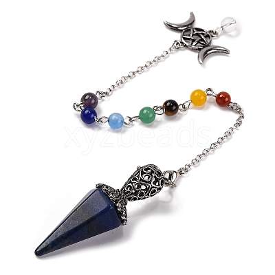 Natural Lapis Lazuli Pointed Hexagonal Cone Dowsing Pendulums G-Q184-03D-AS-1