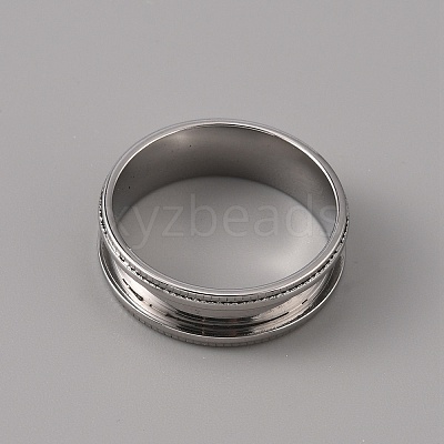 201 Stainless Steel Grooved Finger Ring Settings STAS-WH0027-26G-P-1