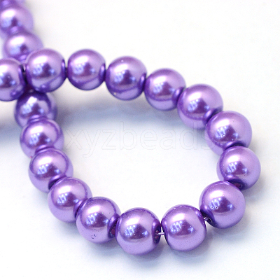 Baking Paint Pearlized Glass Pearl Round Bead Strands HY-Q003-10mm-27-1
