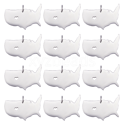 12Pcs 201 Stainless Steel Pendants STAS-UN0036-65-1