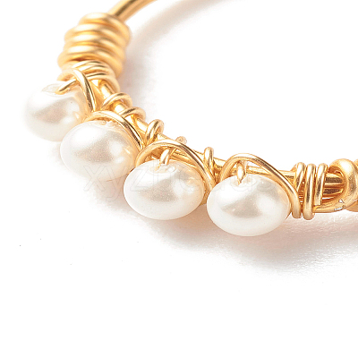 Round Shell Pearl Beads Finger Rings X1-RJEW-TA00001-1