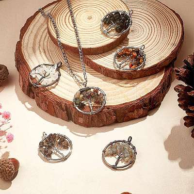 12Pcs 12 Colors Gemstone Pendants G-PH0001-33-1