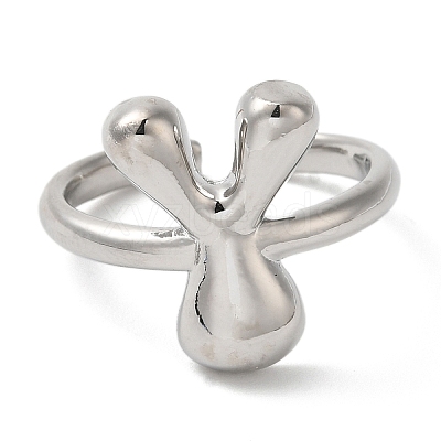 Initials Brass Open Cuff Ring for Women RJEW-N046-02Y-P-1