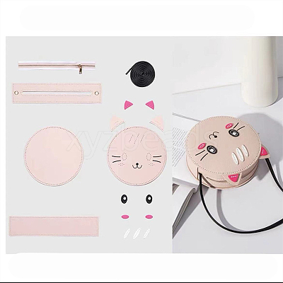 Cat PU Leather Shoulder Bag Making Kits ANIM-PW0002-31B-1
