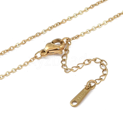 Ion Plating(IP) Initial Letter 304 Stainless Steel Pendant Necklaces NJEW-M199-01G-R-1