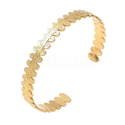 304 Stainless Steel Oval Cuff Bangles SA-CBA46AF-28G-1