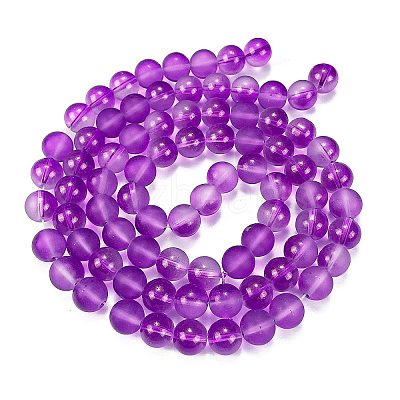 Frosted Transparent Glass Bead Strands GLAA-P065-10mm-15-1