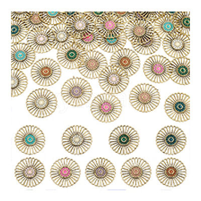 36Pcs 9 Colors Alloy Enamel Flower Chandelier Component Links FIND-PH0059-71-1