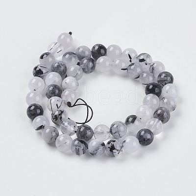 Natural Black Rutilated Quartz Beads Strands LS-G-G448-8mm-13-1