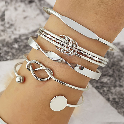 5Pcs Alloy Bangles for Women FS-WG33CDB-06-1