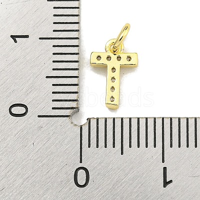 Letter Brass Micro Pave Clear Cubic Zirconia Pendants KK-K354-06G-T-1