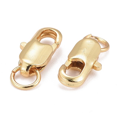 Rack Plating Brass Lobster Claw Clasps with Jump Rings KK-WH0063-02G-01-NR-1