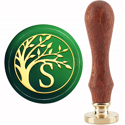 Brass Wax Seal Stamp with Handle AJEW-WH0184-0887-1