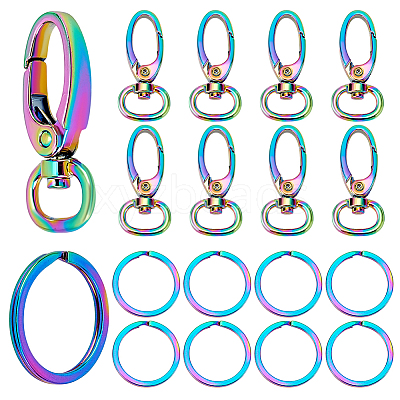20Pcs 2 Style Oval Alloy Swivel Clasps Lanyard Snap Hook FIND-PH0026-93-1