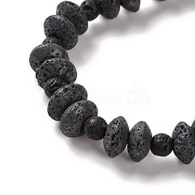 Rondelle & Round Natural Lava Rock Beaded Necklaces NJEW-Q341-10-1