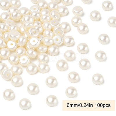 100Pcs ABS Plastic Imitation Pearl Beads OACR-YW0002-46D-1