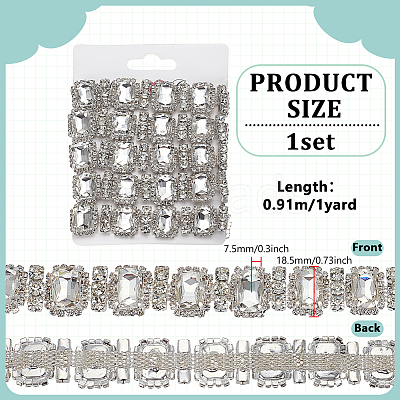 1 Yard Rectangle Iron Rhinestone Strass Chains CH-FG0001-02B-1
