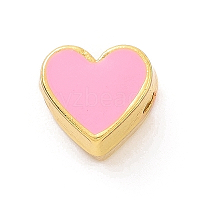 Eco-friendly Rack Plating Brass Enamel Beads KK-F843-30G-08-1
