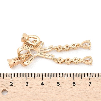 Brass Micro Pave Clear Cubic Zirconia Fold Over Clasps KK-C080-08G-1