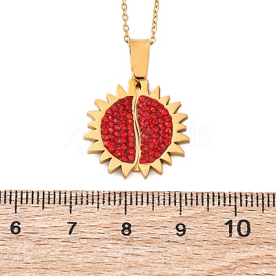 304 Stainless Steel Polymer Clay Rhinestones Sun Openable Pendant Necklaces for Women NJEW-Z065-10G-02-1