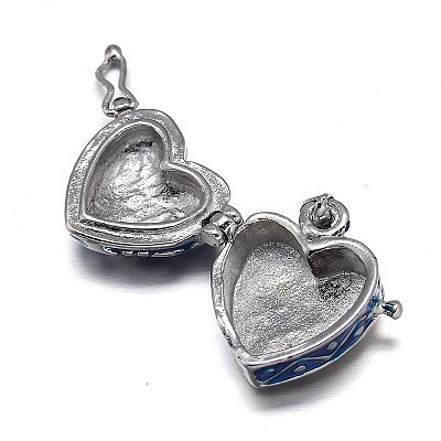 Enamel Heart Rack Plating Platinum Brass Prayer Box Pendants KK-L101-01-1