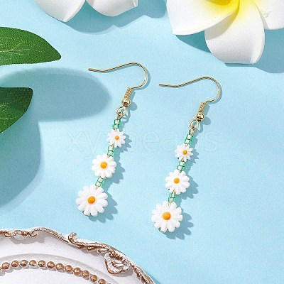 2Pairs 2 Styles Flower Natural Freshwater Shell Leverback & Dangle Earring Sets EJEW-JE06338-1