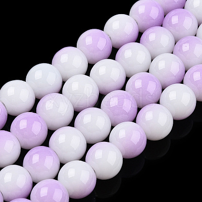 Two Tone Opaque Baking Paint Glass Beads Strands DGLA-Q027-8mm-02-1