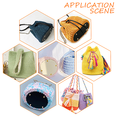 4Pcs 2 Style Flat Round & Oval PU Leather Knitting Crochet Bags Nail Bottom Shaper Pad DIY-PH0003-56-1