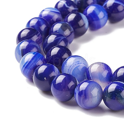 Natural Striped Agate/Banded Agate Beads Strands G-G582-10mm-64-1