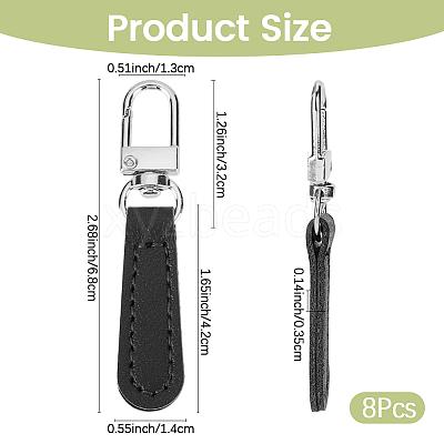 8Pcs PU Leather Zipper Pulls for Handbags Luggage and Jacket FIND-CL0002-09B-1