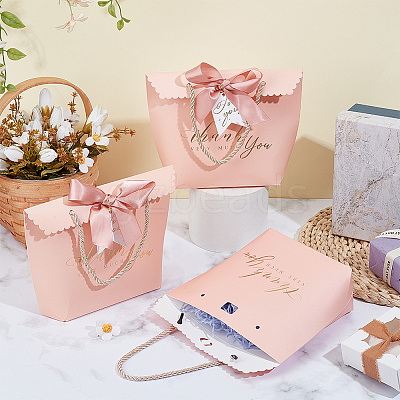 Gold Stamping Thank You Paper Candy Gift Tote Boxes CON-WH0110-38A-1