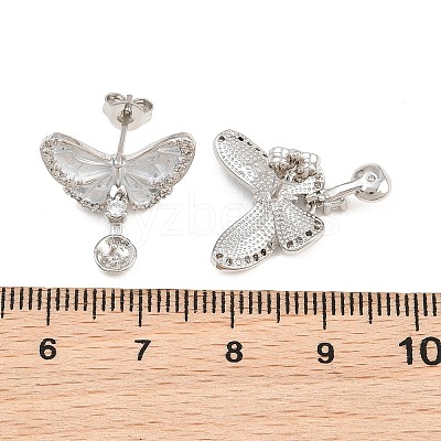 Brass Micro Pave Cubic Zirconia Stud Earring Findings CU-CBAA5EE-03P-B-1