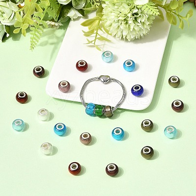 Handmade Silver Foil Glass European Beads LPDL-R008-M-1