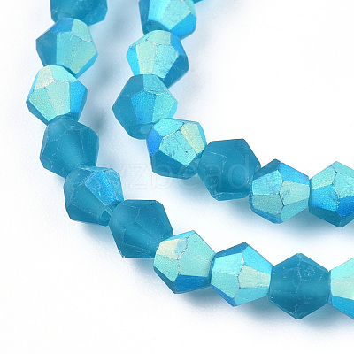 Imitate Austrian Crystal Bicone Frosted Glass Beads Strands GLAA-F029-TM4mm-A01-1