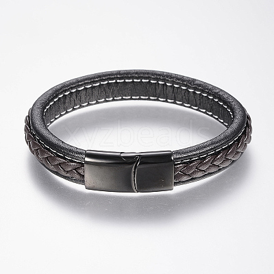 Braided Leather Cord Bracelets BJEW-H561-10-1