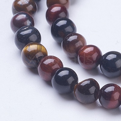 Natural Multi-Color Tiger Eye Beads Strands G-D855-07-6mm-1