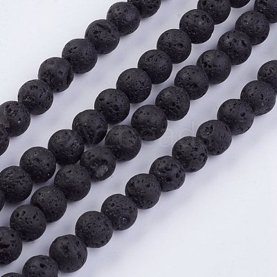 Natural Lava Rock Beads Strands G-F436-6mm-1